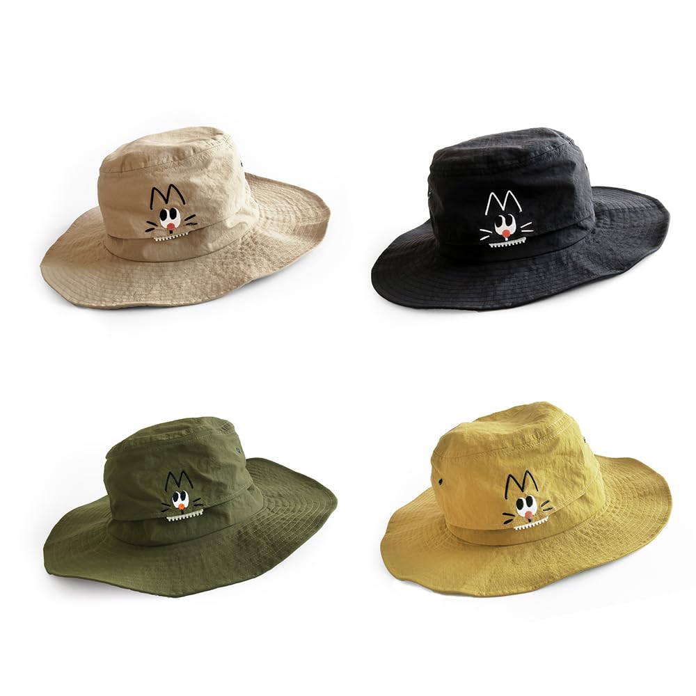 SMILER Zippa Bucket Sun Adventure Bucket Hat for Men and Lightweight and Easy to Store Hat, Water-Repellent, Safari, Hat, Hat, Women, (Green, CAT)
