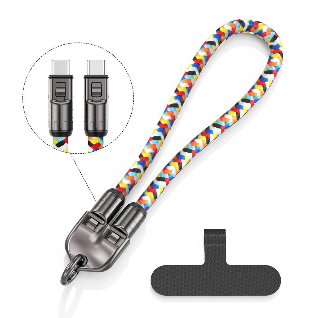 30CM 240W USB C Cable Braided Aluminum Phone Lanyard Type C To Type C Cable Fast Charging USB Cable