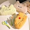Funny Cat Cat Printed Pencil Case Kawaii Stationery Storage Bag  Student Use