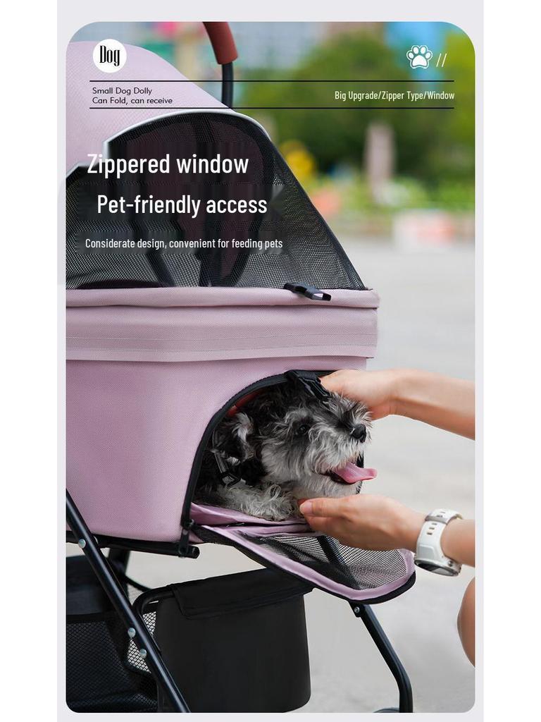 Lightweight Foldable Pet Stroller with Detachable Basket for Dogs and Cats
