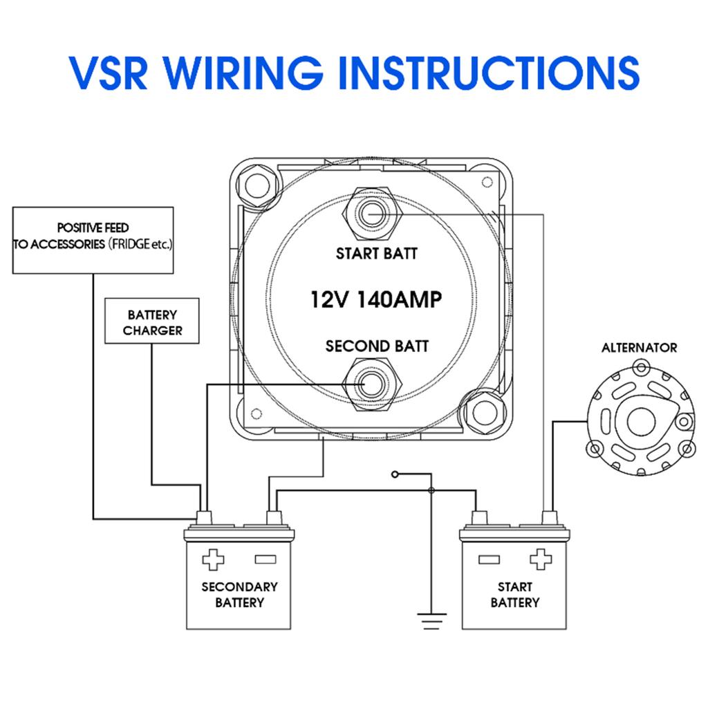 Dual Battery Smart Isolator 12V 140A Voltage Intelligent Separator VSR Relay Waterproof Control Switch for Car Boat Yacht Truck