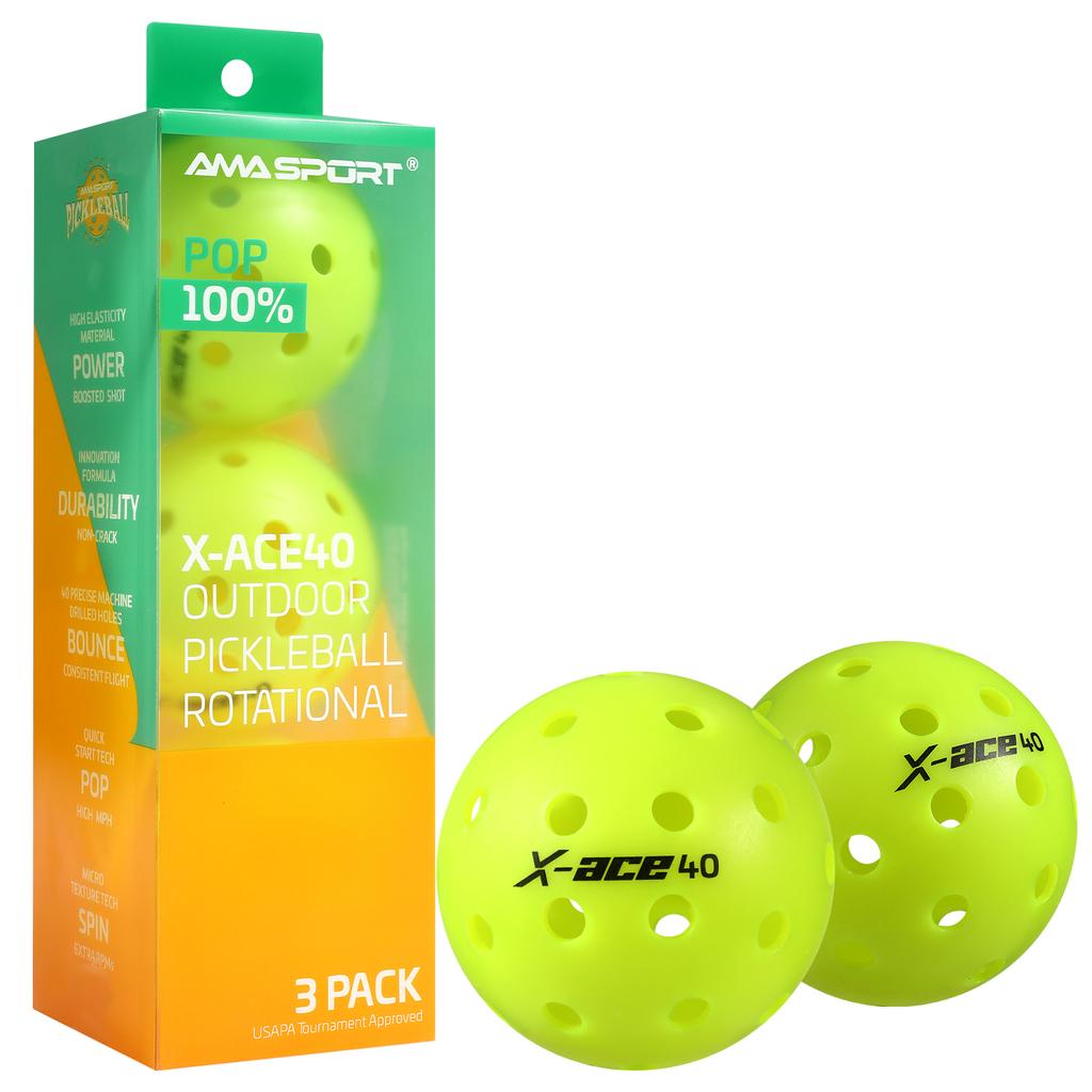 AMASPORT Pickleball Bälle X-ACE40 Professionelle Offizielle Pickleball Bälle Hoher Rückprall & Hohe Sichtbarkeit für Outdoor-Spiele