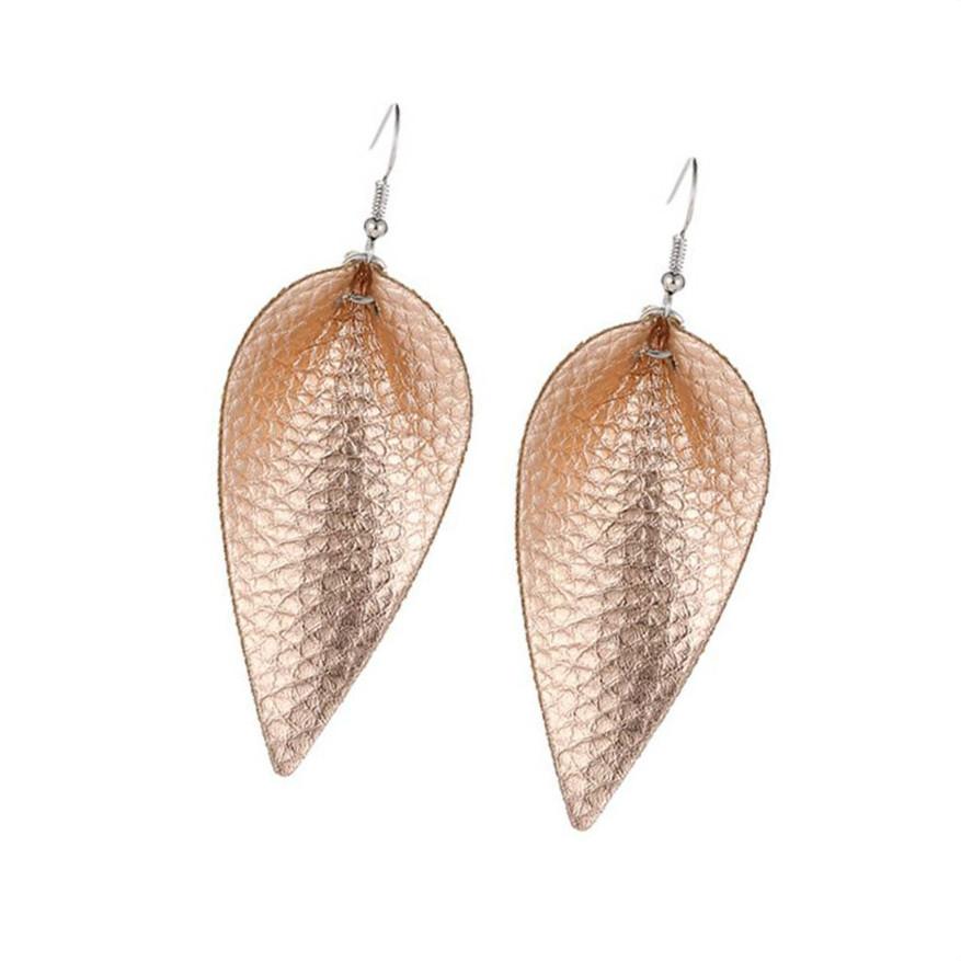 1 Pair Simple Water Drop Pendant Earrings Girl PU Leather Night Party Ear Studs Fashion Jewelry