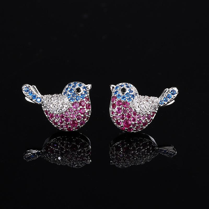 

серьги-гвоздики ювелирные изделия сорока благовещение милая птица серьги-иглы из серебра 925 пробы мода пригородный универсальный женская мода