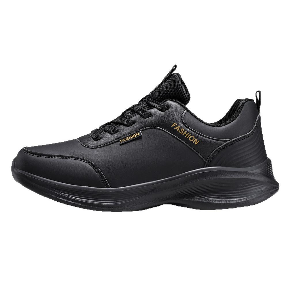 Autumn and winter versatile black shoes new leather sneakers waterproof and non-slip running shoes casual shoes travel shoes