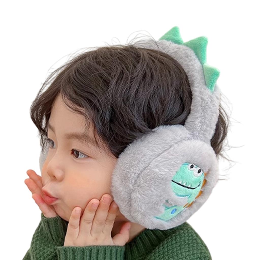 Dinosaur Plush Earmuffs Cartoon Pattern Ear Warmers Warm Winter Ear Protecting for Cold Weather