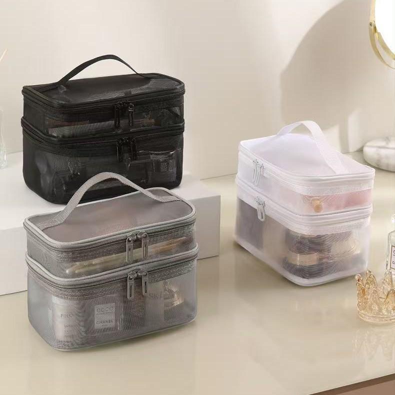 Large Mesh Makeup and Toiletry Bag - Portable, Travel-Friendly, Customizable Logo
