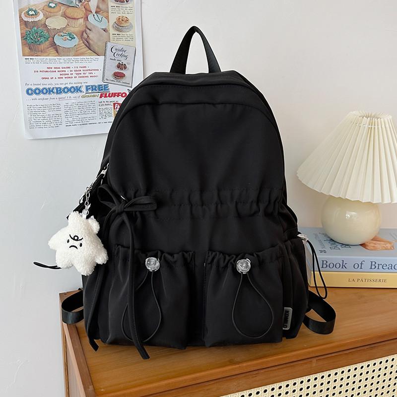 Simple School Backpack With Solid Color And Bow Design Design For Daily Teens