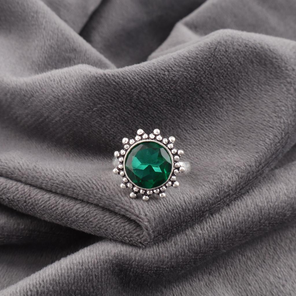 Green Emerald Gemstone Jewelry, Handmade Ring, 925 Sterling Silver Jewelry, Beautiful Silver Emerald Ring Gift For Women
