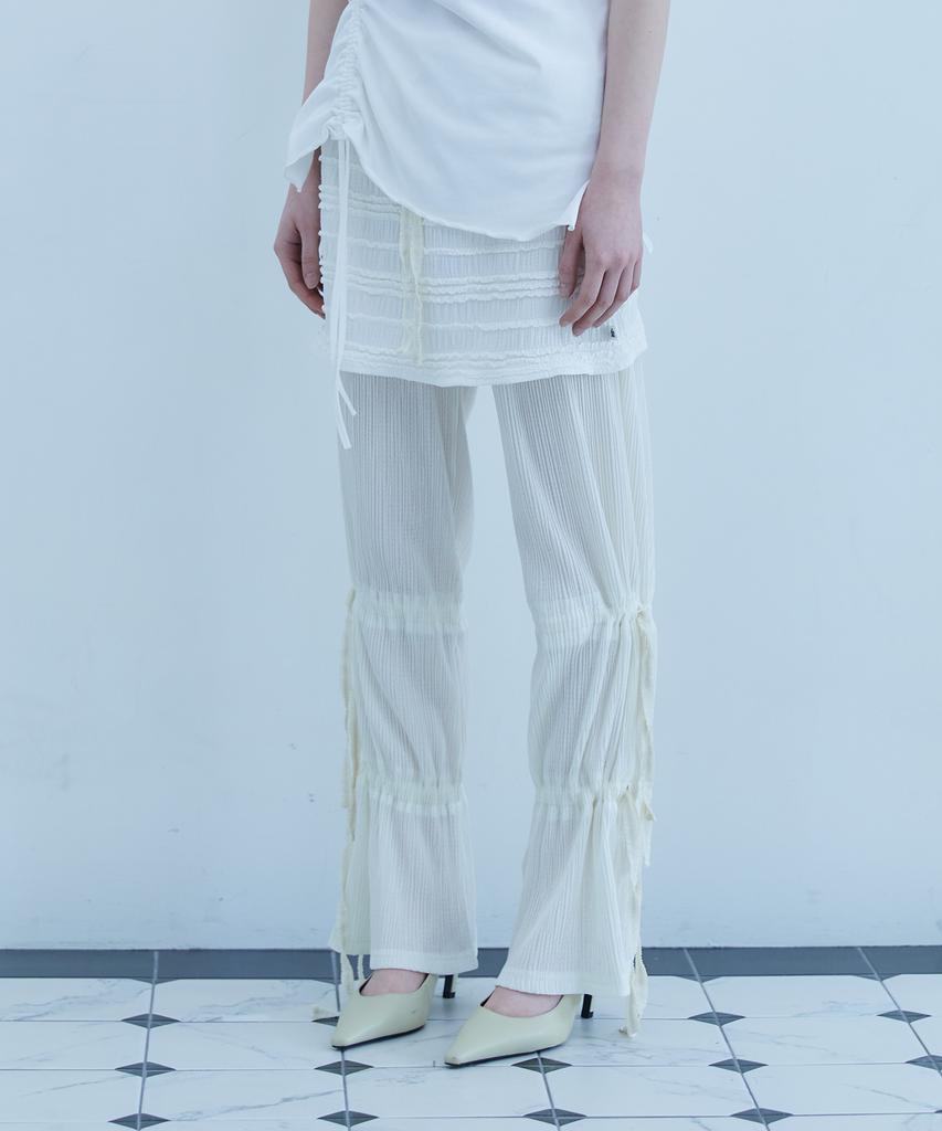 Telelu Wrapped Drape Skirt Pants Ivory