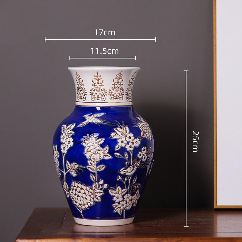 Gelbe Keramikvase Qinghua Porzellan Vintage Porzellanvase Chinesischer Stil Blumenvase Terrarium Raumdekoration Zubehör