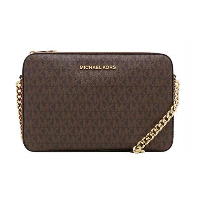 Jet Set Long Presbyopia Printed Retro Letters LOGO Chain Camera Bag Shoulder Bag Leather Crossbody Bag Regular Women's Brown