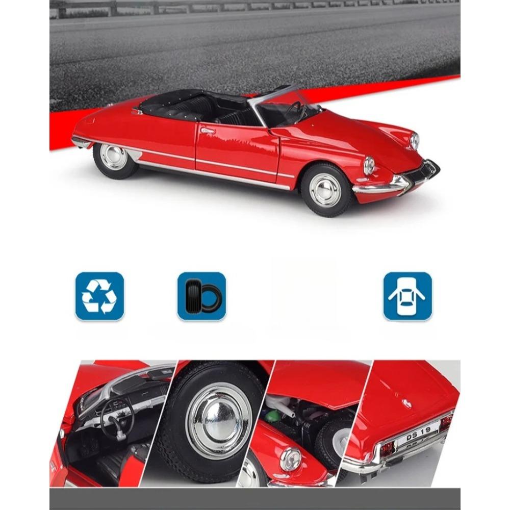 Welly 1/24 Citroen DS19 Cabriolet Alloy Luxy Car Model Diecast Metal Classic Retro Car Sports Vehicle Model Simulation Kids Gift