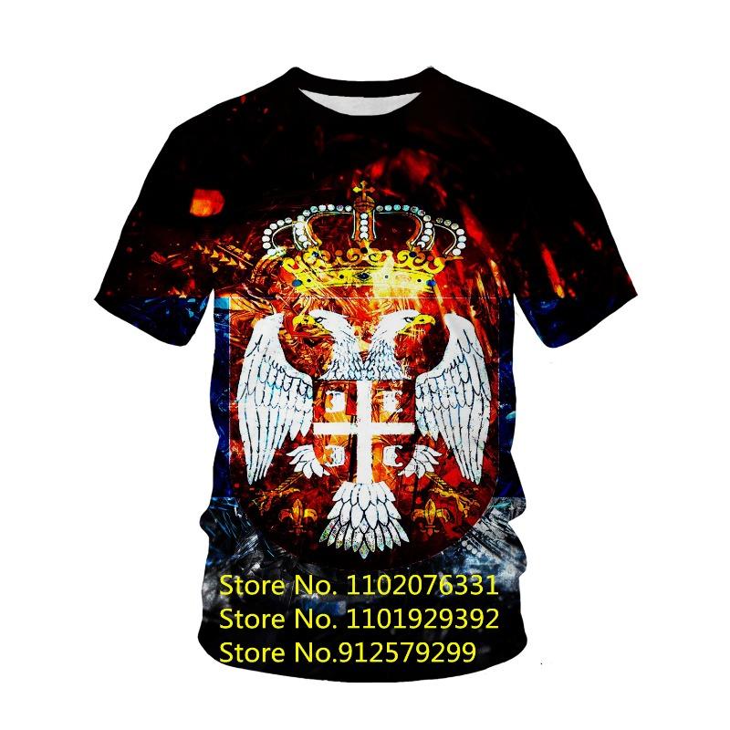 

Лидер продаж, мужские 3D футболки, футболка с сербским флагом, летние повседневные топы, модные футболки с коротким рукавом и круглым вырезом, уличная одежда S
