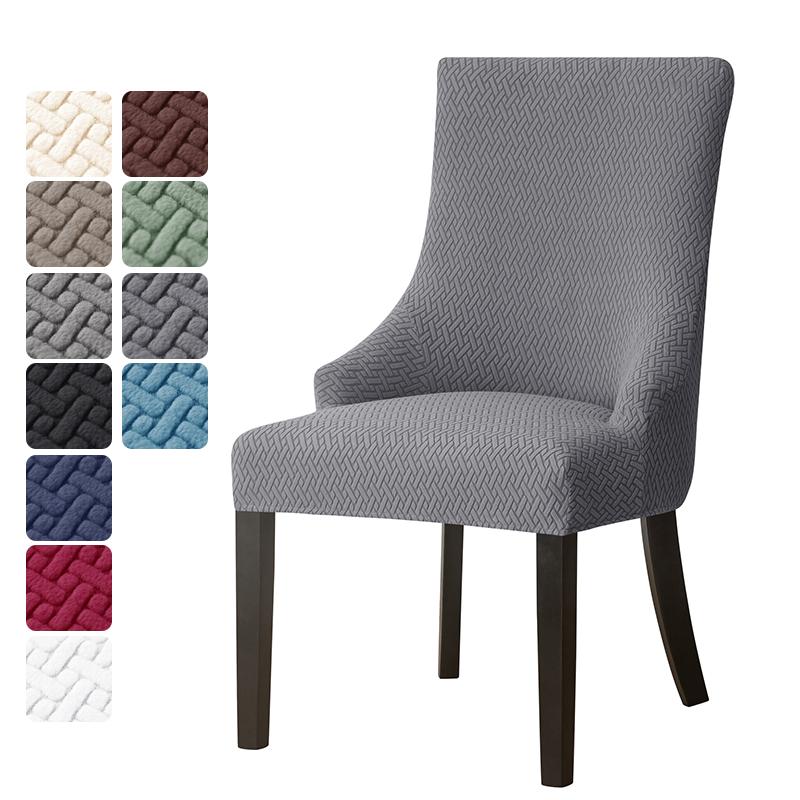 Jacquard Dining Chair Covers Elastic High Back Sloping Chair Cover Strech Accent Wedding Chairs Seat Slipcover for Home Party