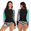 Two-Pieces Long Sleeve Surf Wear Sunscreen Women'S Swimsuit Wetsuit Swimwear