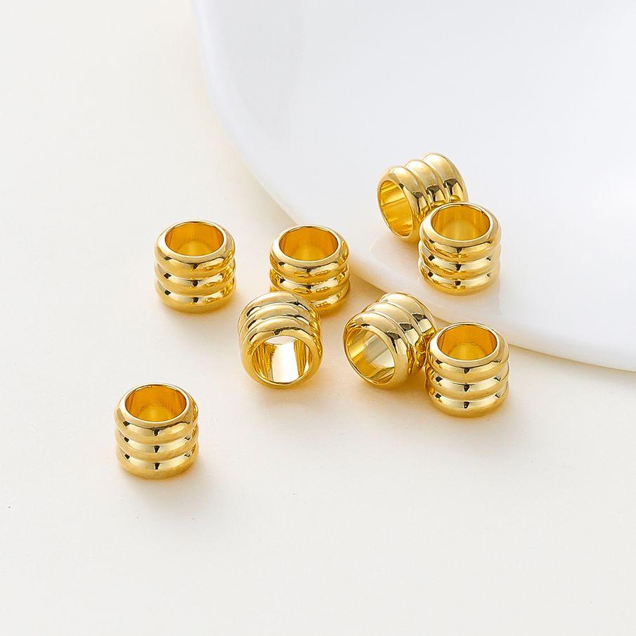 20 30 50pcs/lot 14K 18K Gold Plated Cylinder Charm Metal Beads Loose Spacer Beads For Bracelet DIY Jewelry Making Accessories