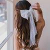 Pearl Decor White Tulle Bow Veil Hairpin Elegant Bridal Hair Clip Anti-slip for Wedding Banquet Prom Bridesmaid Present