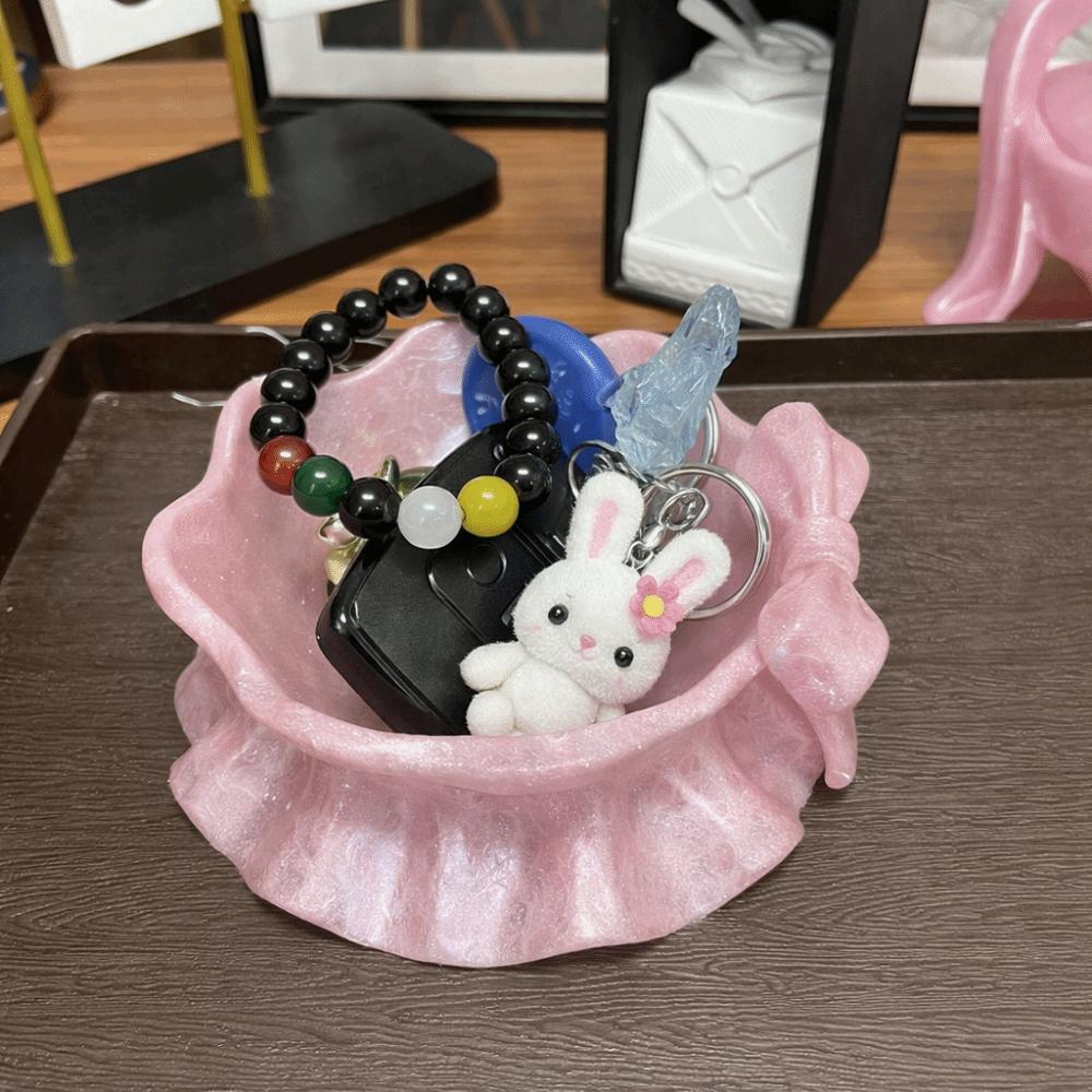 3D Bow-Shaped Storage Tray Plastic Multifunctional Desktop Storage Rack Jewelry Dish for Ring Earrings Living Room Bedroom Decor