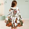Girls High Neck Long Sleeve Pumpkin Crow Rose Printed A Line Dress