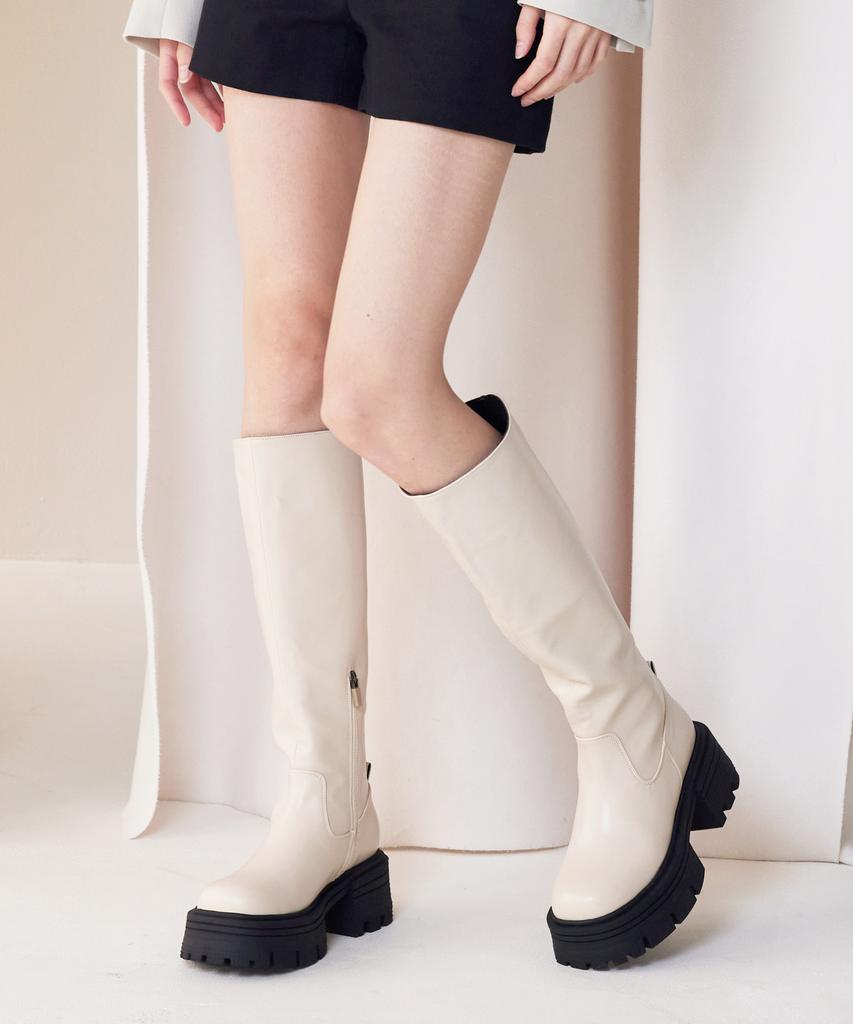 Cesti Fashion Slim High-Top Long Boots (Ivory)