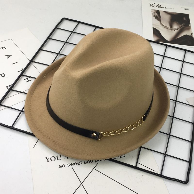 Chain Decor Fedora Hat for Men Women Korean Style British Retro Bowler Hat for Daily Casual Wear Stage Performance