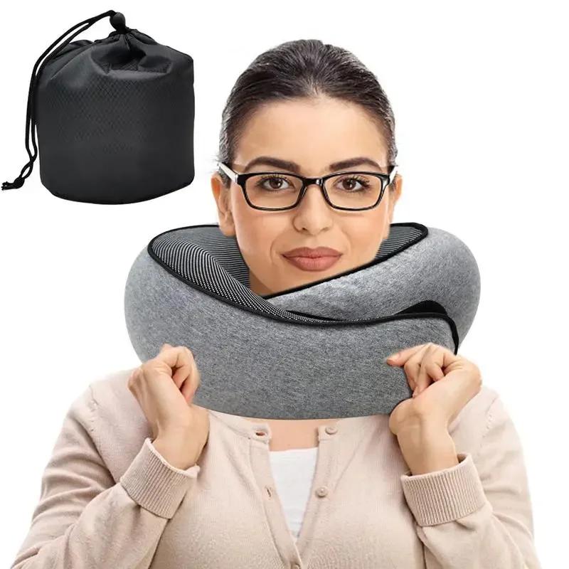 Cuscino cervicale in memory foam, per vertebra cervicale, da viaggio, portatile, per la pausa di mezzogiorno, tipo U, per dormire, da campeggio, borsa da trasporto