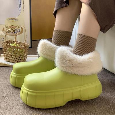 Bottes pantoufles montantes en coton imperméables pour femmes - Chaleur intérieure hivernale et semelle EVA.