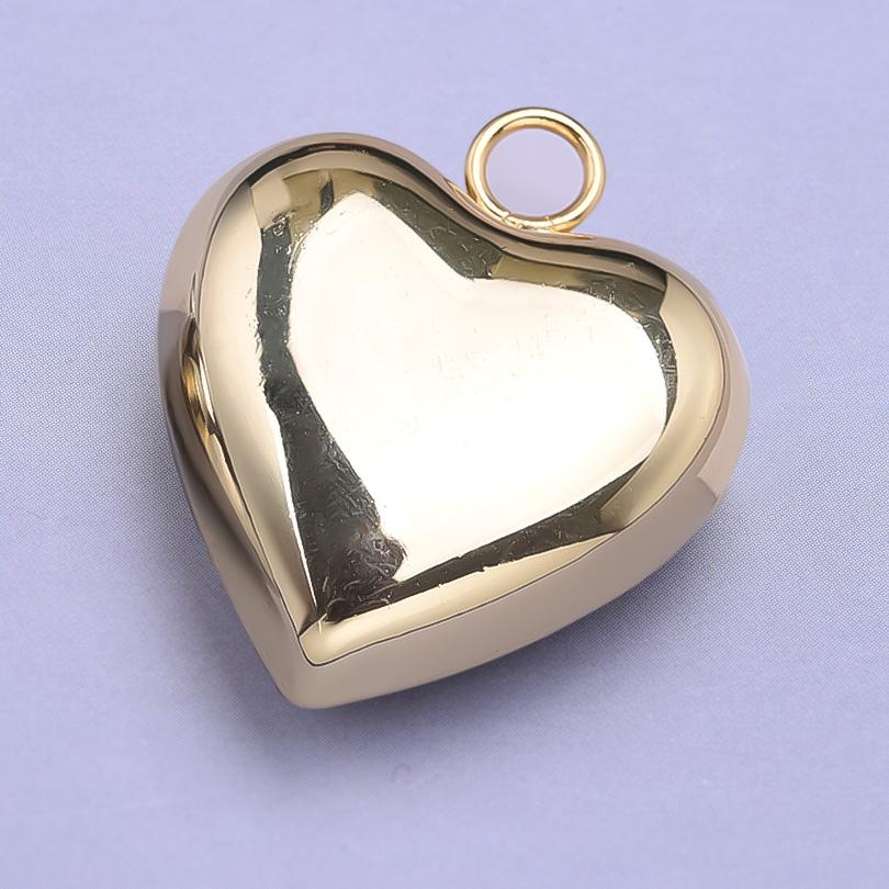 6pcs Stainless Steel Heart Pendant Charms For Jewelry Making Supplies Three Dimensional Love Magma Real Gold Plated DIY Breloque
