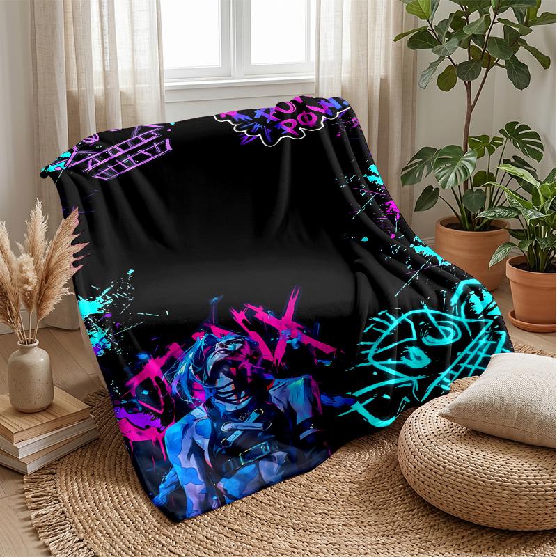 Graffiti LOLPrinted Flannel Blanket Cozy Skin-Friendly Warm Throw for Couch Bed Indoor Daily Use