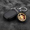 Keychain Pendant Wheel Caliper Design Zinc Alloy Key Chain with Rubber Tires Racing Style Key Holder Backpack Car Accessory