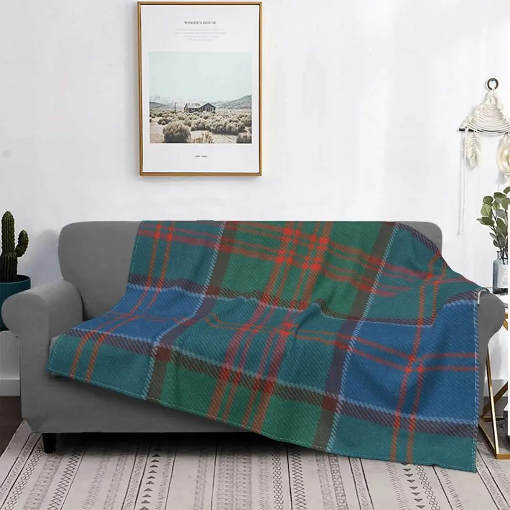 Manta de Tartán Rojo Clan Stewart, Manta de Franela Ultra Suave a Cuadros Ligera Decoración del Hogar Manta de Forro Polar para Hombres Mujeres Niños