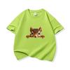 Kids Cotton T Shirt Cute Peeking Squirrel Print Crew Neck Short Sleeve Tee Casual Breathable Boys Girls Summer Tops
