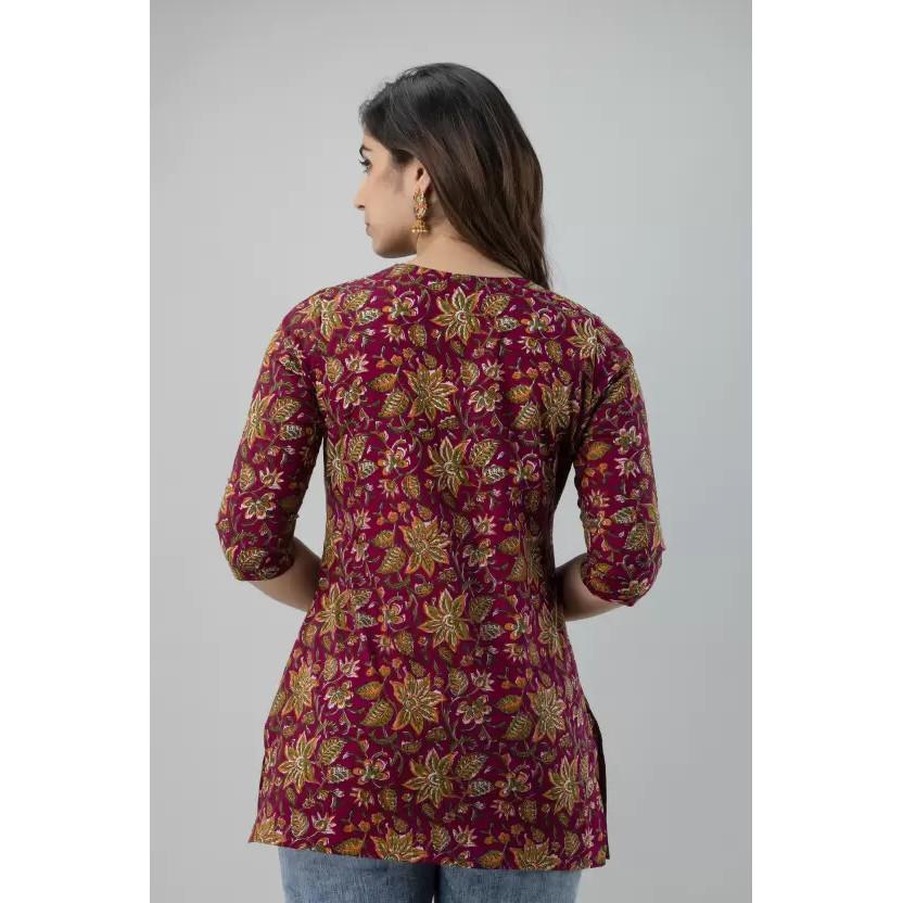 Dam Designer Casual Vanlig Tryckt Topp Kurta Bollywood Festkläder Tunika Kurti SC-2112546a