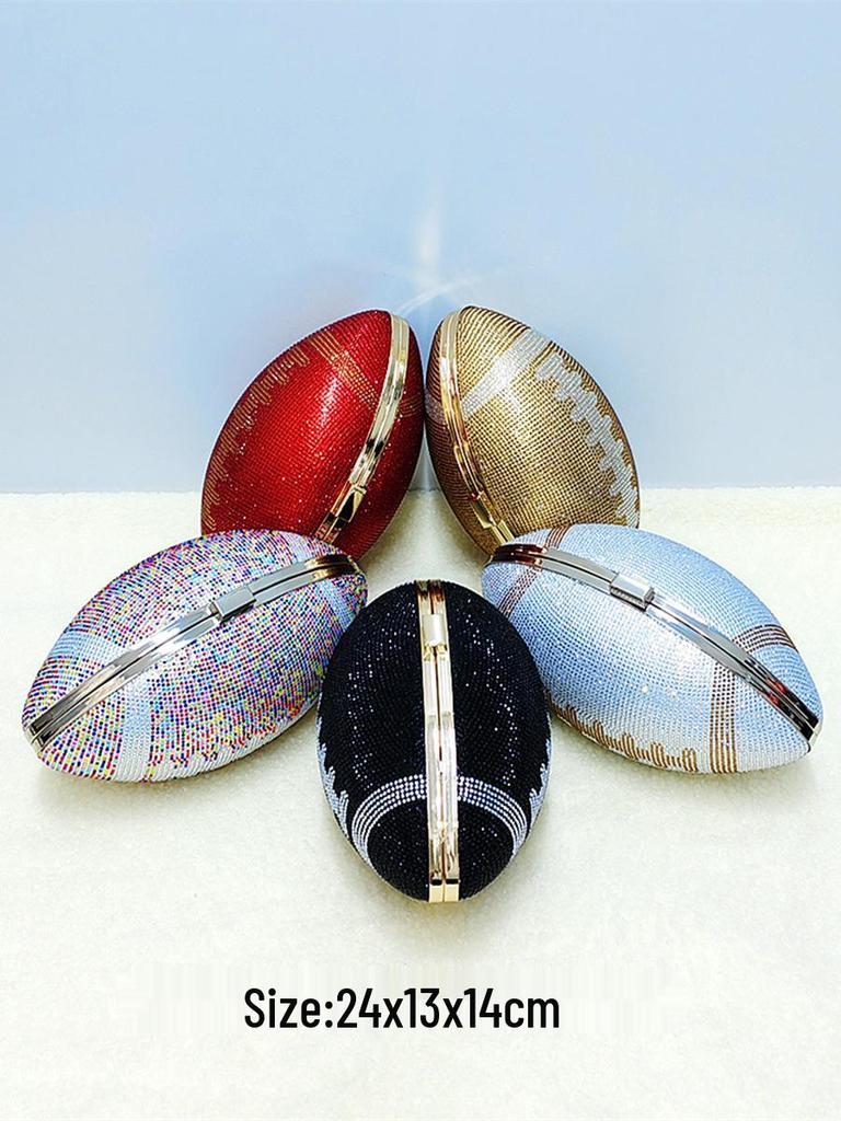 High-End Rhinestone-Embellished Women's Evening Rugby Bag for Banquets, Parties, and Weddings