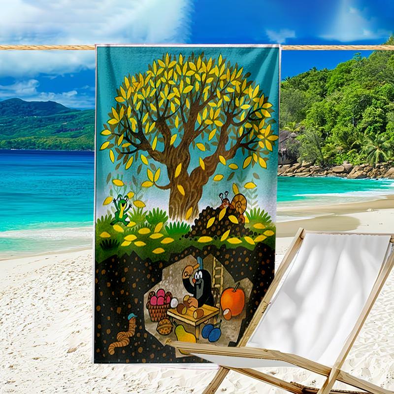 Proof Beach Towel with a The Little Mole1 Pattern - Soft,absorbent,quick-drying,machine Washable - Perfect for Swimming,camping,bathing