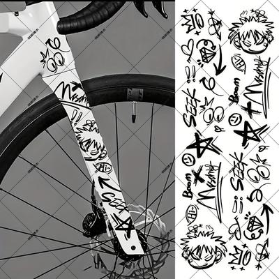 1SET High Quality Premium Waterproof Multi-Style Vinyl Stickers for Bike Frame Decor Graffiti Cow Print Cartoon Patterns Durable