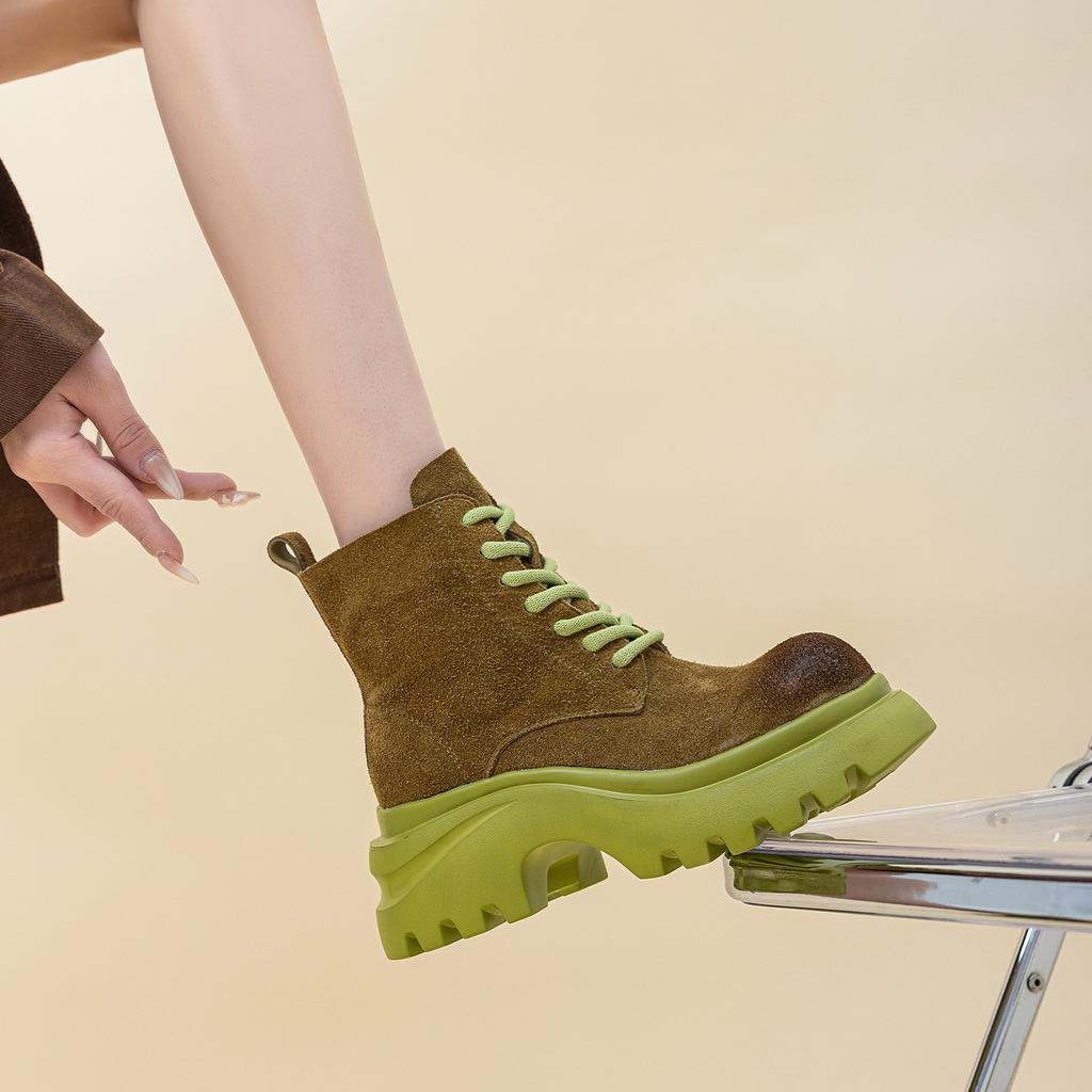 Martin boots new leather thick-soled cm heightened super lightweight rhubarb boots
