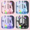 Active Noise Cancelling Wireless Bluetooth-compatible Cats  Ear Headphones Led Foldable Earphones TF Card Support