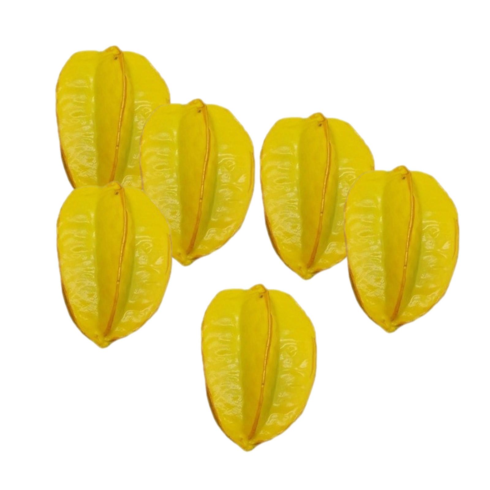 

6Pieces Artificial Yellow Carambola Realistic Simulation Starfruit Model for Display Kitchen Decoration Photography 1