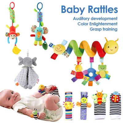 0~24 Months Baby Rattles Soft Plush Toys Foot Wrist Rattle Set Cartoon Newborn Development Educational Toys For Children