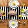 Striped Lemon Table Runner with Lemon Pattern Table Cloth Perfect for Festival Dining Special Gatherings DIY Assembly