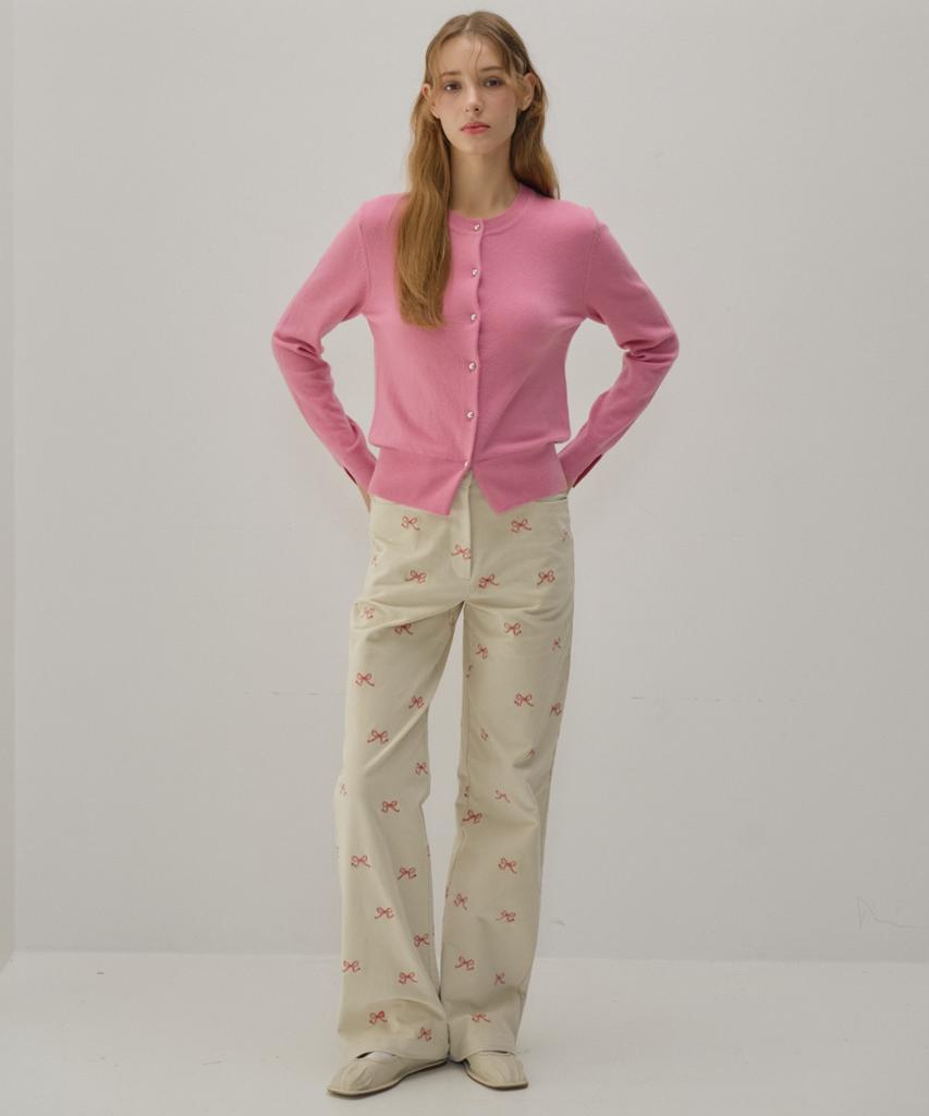 Okuka Ribbon Corduroy Straight Pants_Ivory