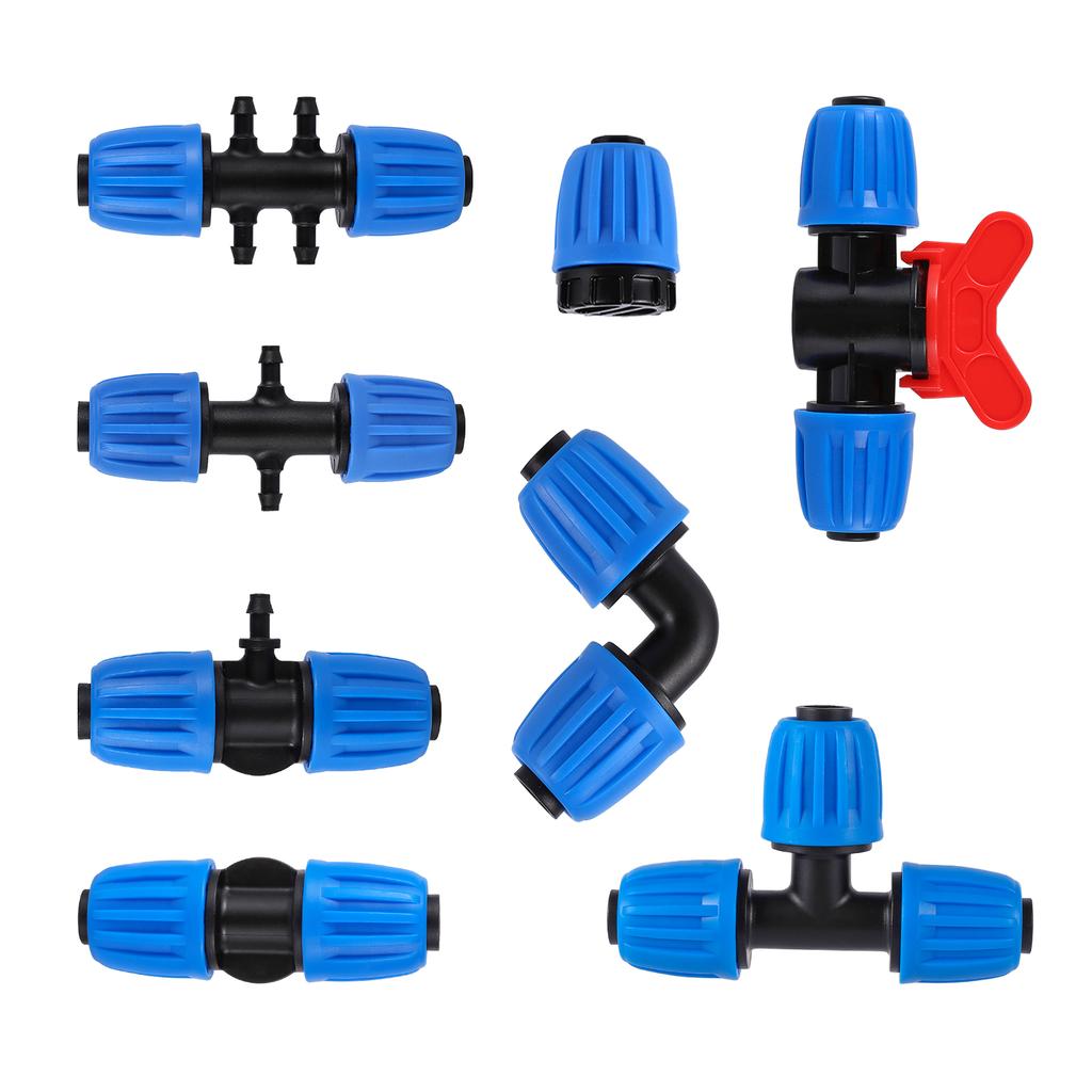5pcs 1/2" Hose Locking Connector 16mm Drip Irrigation Fittings Locking Barb Straight Connector 4/7mm Hose Fittings Divider