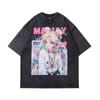 Classic Anime Sailor Moon Manga Graphic Print T-shirt Men Women Loose Casual Oversized Short-sleeved Vintage Washed O-neck Cotton Summer New Tee