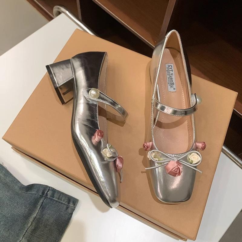 Mary-Jane-Schuhe für Damen, Pumps mit niedrigem Absatz, klobiger Blockabsatz, bequeme Abendschuhe, lässige Mary-Jane-Pumps für Damen mit quadratischer geschlossener Zehenpartie und Knöchelriemen