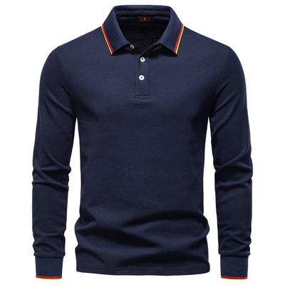 Autumn New Men's Long-sleeved T-shirt Lapel Solid Color Men's Top Versatile Polo Shirt