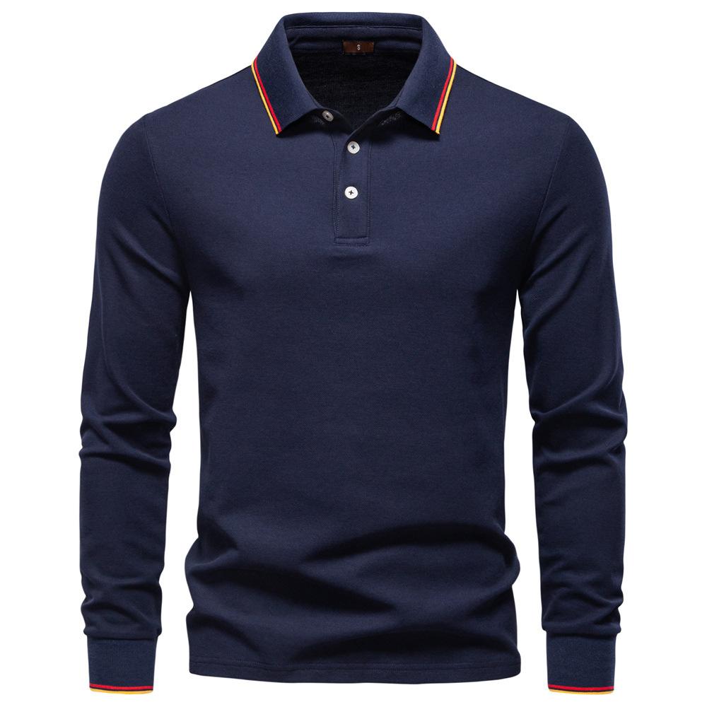 2025 Autumn New Men's Long Sleeved Polo Shirt, Solid Color Men's Top with Lapel, Versatile Polo Shirt for Men
