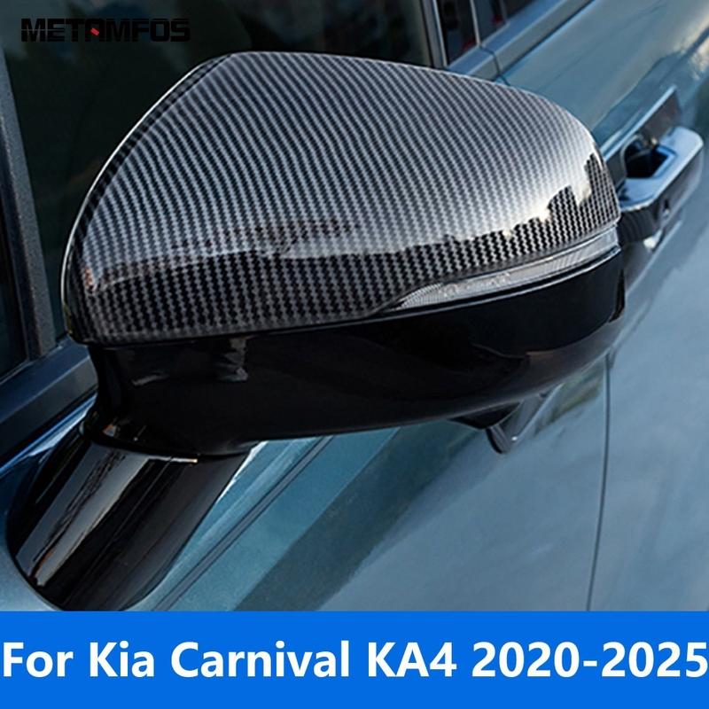 Car Accessories For Kia Carnival KA4 - 2024 2025 Carbon Fiber Exterior Rearview Side Mirror Cover Trim Protection Cap