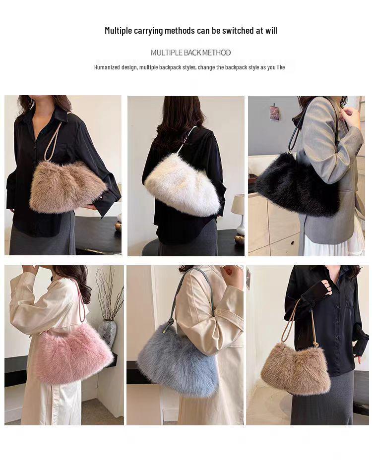 Women's Autumn & Winter Fashion Handbag: Versatile Korean-Style, Large Capacity, Furry Shoulder Tote